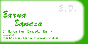 barna dancso business card